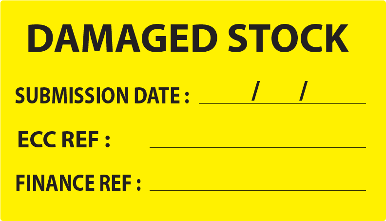 DAMAGED STOCK - 70 x 40 Black on Fluoro Yellow 500 per roll