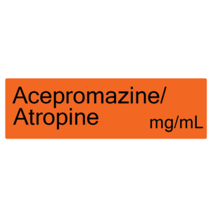Acepromazine/Atropine mg/ml - 40 x 12, PAPER, Black print on Orange Label, 800 per roll