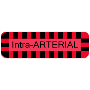 Intra-ARTERIAL - 40 x 12, Black print on Red label, with black squares border, PAPER, 800 per roll.