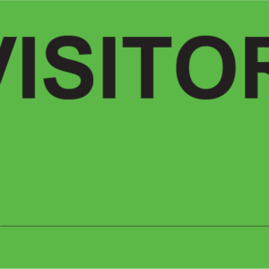 VISITOR, 70 x 40, PAPER, Black Print on Fluoro Green Paper Label 500 per roll