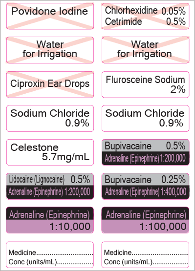 ENT - 16 Labels per page Sterile Label Sheet - 40 x 12, Polypropylene with acrylic permanent adhesive 1 label sheet per pouch, 100 per box, Gamma Sterlised