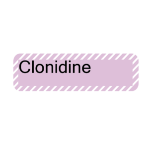 Clonidine, 40 x 12, PAPER, Black print on Violet/White diag stripe Label, 800 per roll
