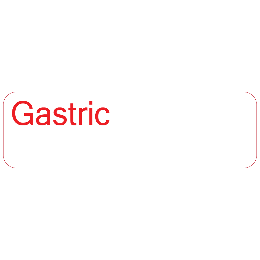 Gastric - 40 x 12, PAPER, Red print on White Label, 800 per roll