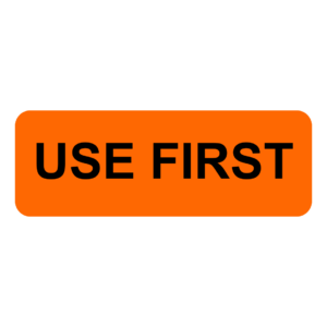 USE FIRST- 70mm x 25mm Black on Fluoro Orange 500/rl