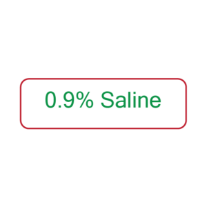 0.9% Saline, 40 x 12, PAPER, Green print on White Label, 800 per roll