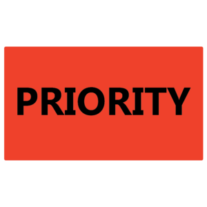 PRIORITY - 70x40mm, Black print on Fluoro Red Label, 500 per roll