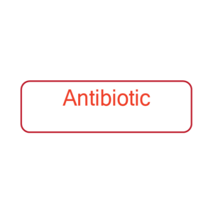 Antibiotic - 12x40mm, PAPER, Red print on White Label, 800 per roll