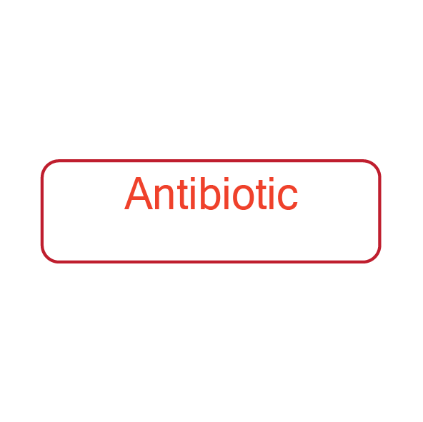Antibiotic - 12x40mm, PAPER, Red print on White Label, 800 per roll