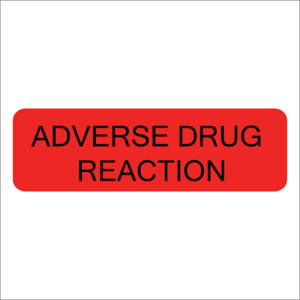 ADVERSE DRUG REACTION - 40 x 12, PAPER, Black print on Fluoro Red Label, 800 per roll