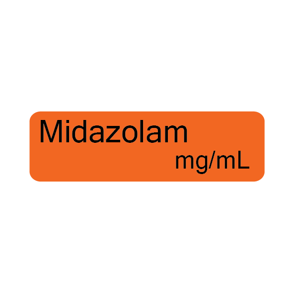 Midazolam mg/mL, 12x40mm, PAPER, Black print on Orange Label, 800 per roll