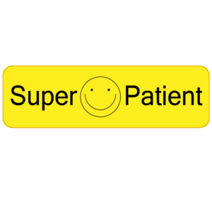 Super Patient - 40 x 12, PAPER, Black print on Yellow Label, 800 per roll