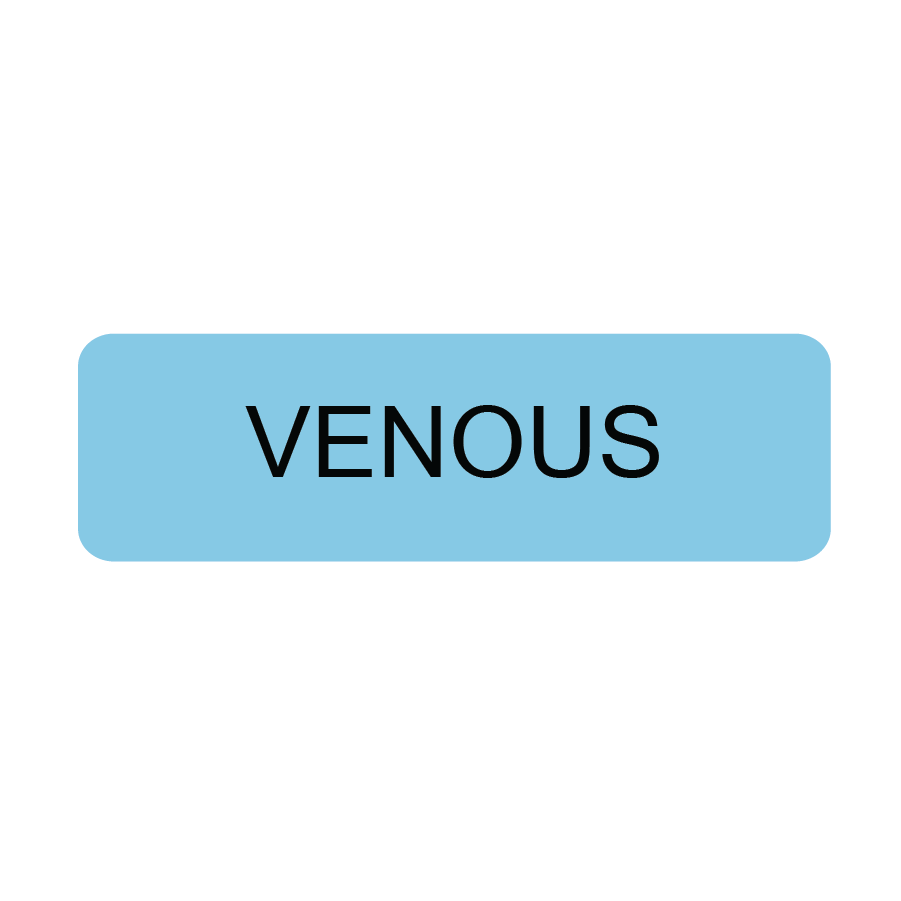 VENOUS - 40 x 12, PAPER, Black print on Blue Label, 800 per roll