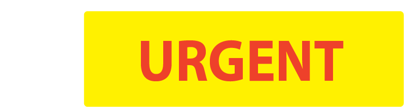 URGENT- 40 x 12, PAPER, Black print on Yellow Label, 800 per roll
