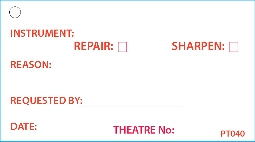 Instrument Tag - 50 x 90, Red print on White, 100 per pack with ties