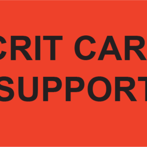 CRIT CARE SUPPORT - 70 x 40, PAPER, Black print on Fluoro Red Label, 500 Per roll