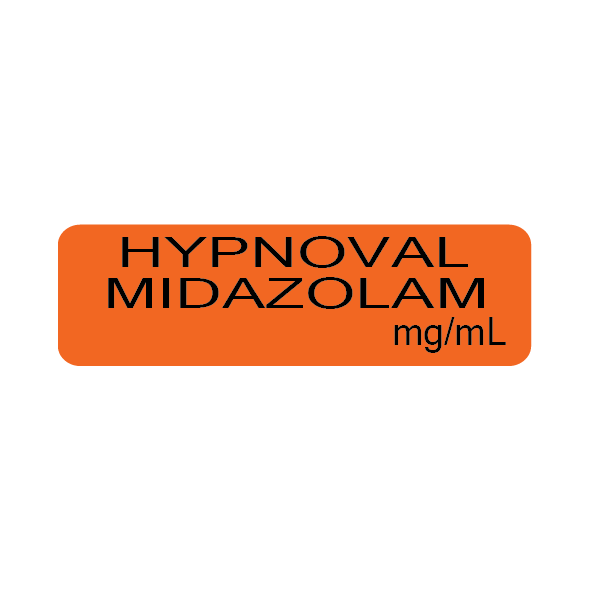 HYPNOVEL..MIDAZOLAM mg/mL- 40 x 12, PAPER, Black print on Orange Label, 800 per roll