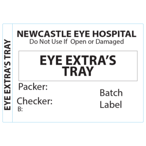 Eye Extra's Tray - 50 x 35mm, Piggy back label, Black Print, 500 per roll