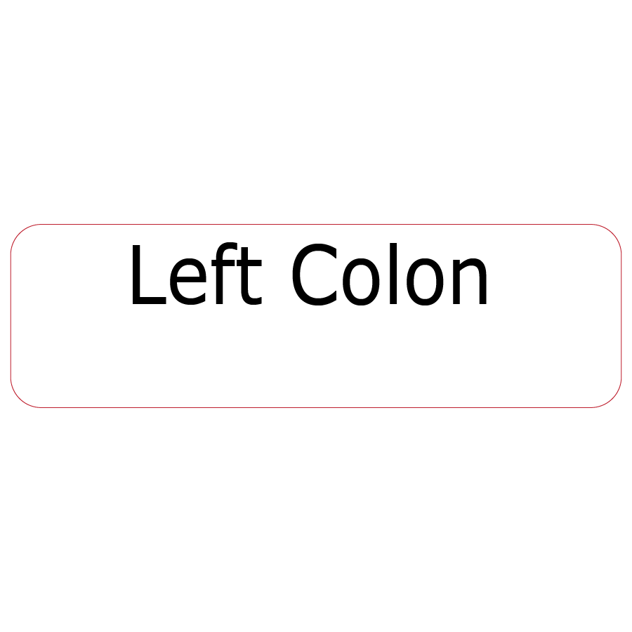 Left Colon, 40 x 12, PAPER, Black print on White Label, 800 per roll