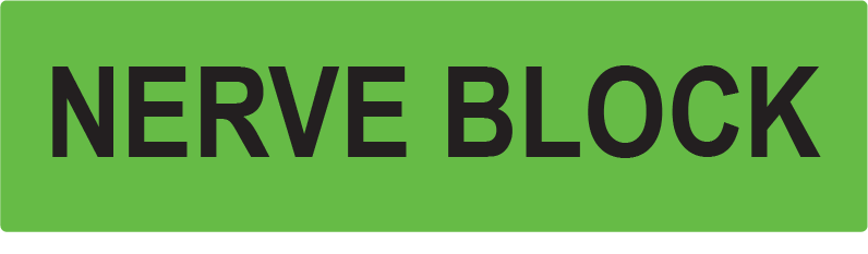 NERVE BLOCK - Black Print on Green label, 70 x 20mm, 500 per roll