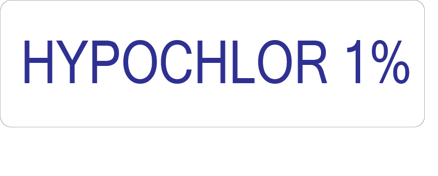 HYPOCHLOR 1% - 40 x 12, PAPER, Blue print on White Label, 800 per roll