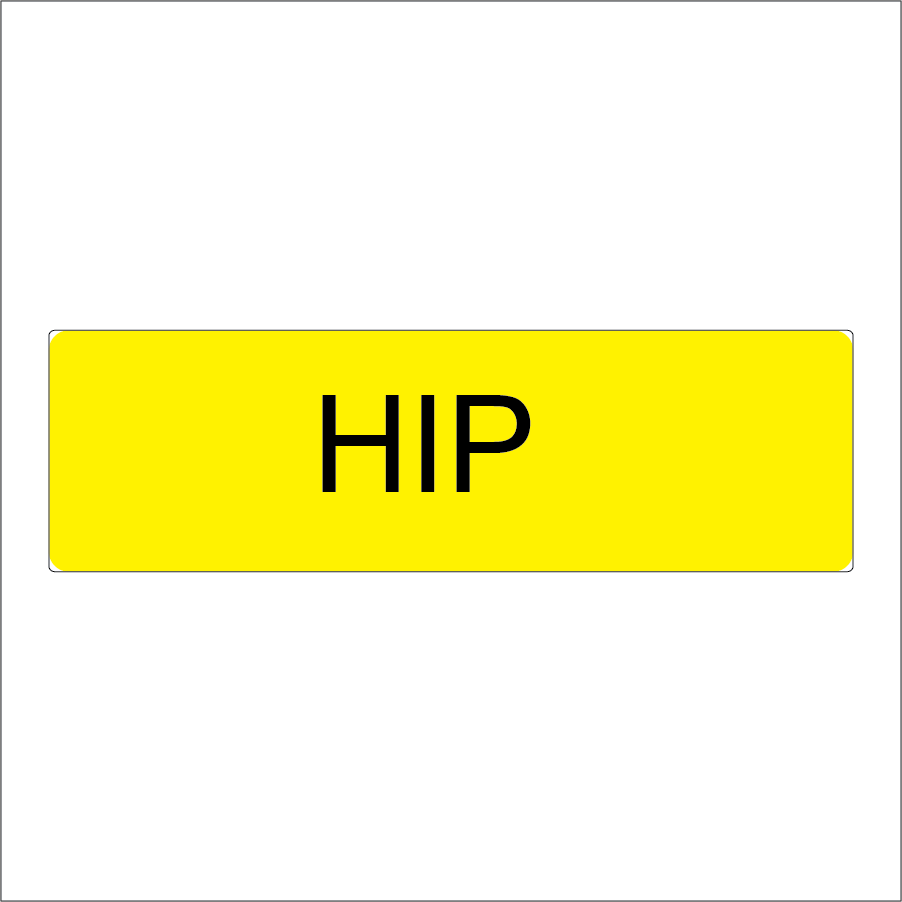 HIP - 40 x 12 , PAPER, Black print on Fluoro Yellow Label, 800 per roll