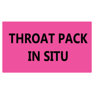 THROAT PACK INSITU - 70 x 40, PAPER, Black print on Fluoro Pink label, 500 per roll