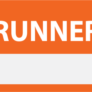 Emergency staff tag "RUNNER" - White on Orange, 60mm x 100mm, 125 per roll