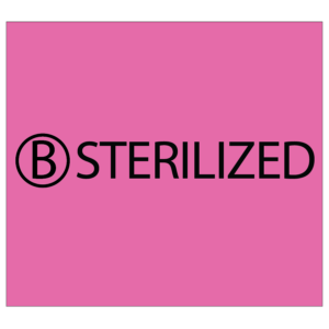 STERILIZED LABEL - Black print on Pink Label 1500/rl