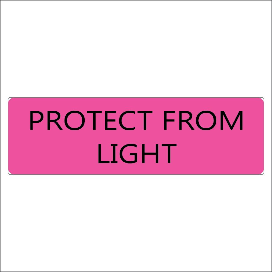 PROTECT FROM LIGHT, 40 x 12 , PAPER, Black print on Fluoro Pink Label, 800 per roll