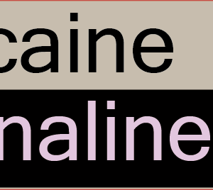 Xylocaine with Adrenaline  - 40 x 12, PAPER, Black print on reversed Violet and Grey label, 800 per roll