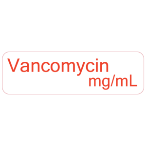 Vancomycin mg/mL - 40 x 12, PAPER, RED print on White Label, 800 per roll