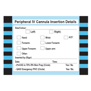 Peripheral IV Cannula Insertion Details - 90 x 60mm, Wide Edge Leading, POLY, 500 labels per roll