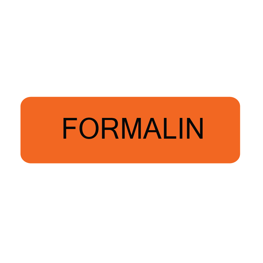 FORMALIN - 40 x 12, PAPER, Black print on Orange Label, 800 per roll