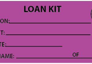LOAN KIT - 110 x 50, Black print on Violet Tag, 100 per pack with ties