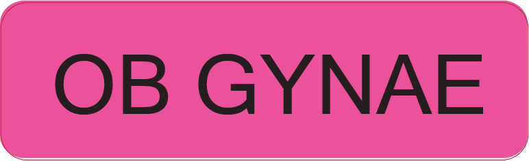OB GYNAE - 40 x 12 , PAPER, Black print on Fluoro Pink Label, 800 per roll