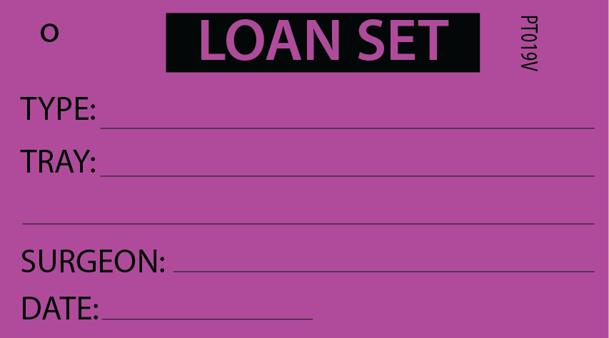 LOAN SET - 50 x 90, Black Print on Violet, 100 per pack with ties