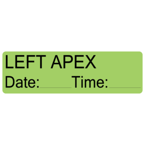 LEFT APEX – 40 x 12, PAPER, Black print on Green Label, 800 per roll
