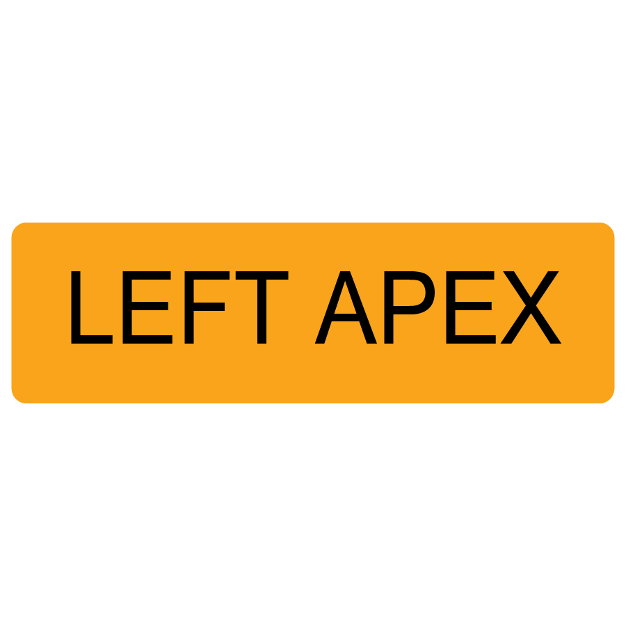 LEFT APEX - 40 x 12, PAPER, Black on Fluoro Orange Label, 800 per roll