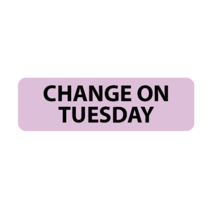 CHANGE ON TUESDAY - 40 x 12, PAPER, Black print on Violet Label, 800 per roll