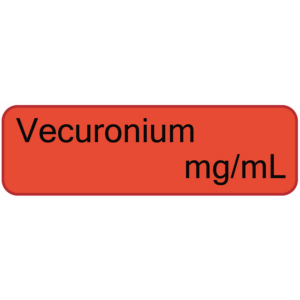 Vecuronium mg/ml,  40 x 12, PAPER, Black print on Red Label, 800 per roll