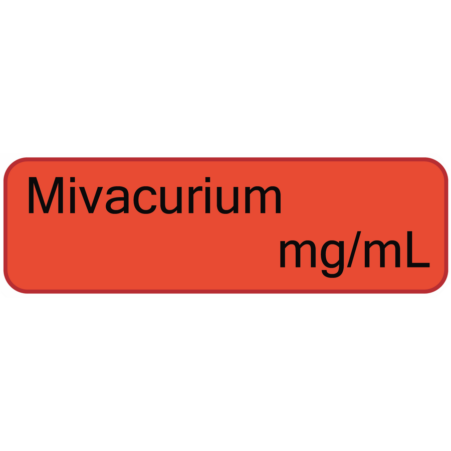 Mivacurium mg/ml, 40 x 12, PAPER, Black print on Red Label, 800 per roll