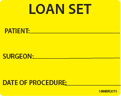 LOAN SET Patient, Surgeon - 100 x 80, PAPER, Black print on Fluoro Yellow label, 400 per roll