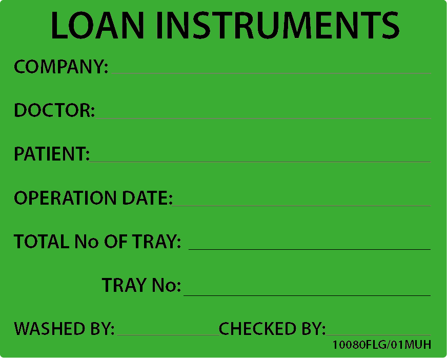 LOAN INSTRUMENTS -PAPER, 100 x 80, Black print on Fluoro Green Label, 400 per roll