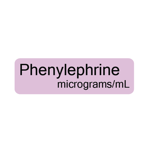 Phenylephrine microg/mL - 40 x 12, PAPER, Black print on Violet Label, 800 per roll