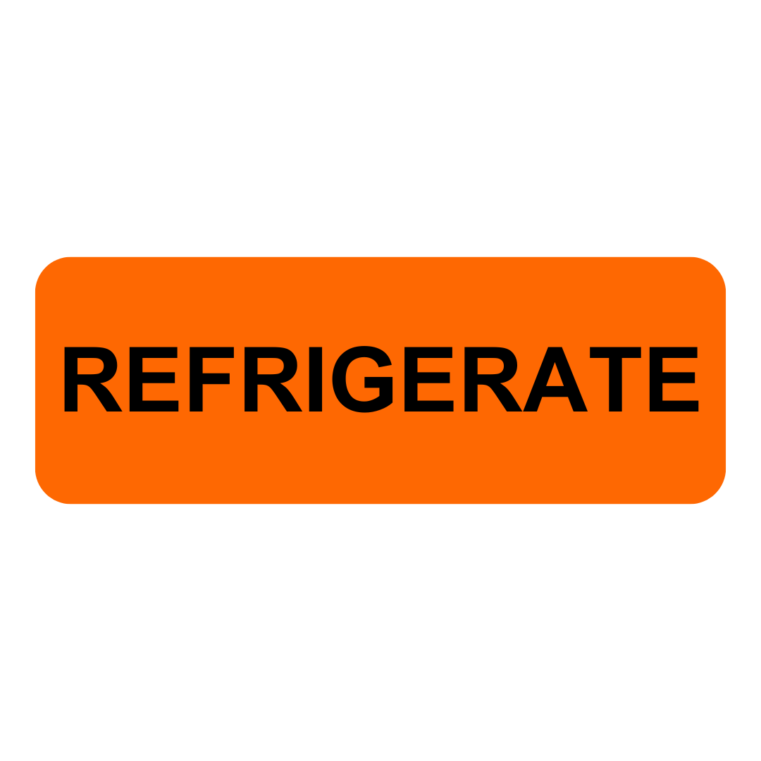 Refrigerate- 70mm x 25mm Black on Fluoro Orange 500/rl