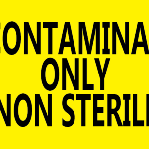 DECONTAMINATED ONLY NON STERILE - Black print on Fluoro Yellow label, 70 x 40mm, 500 per roll