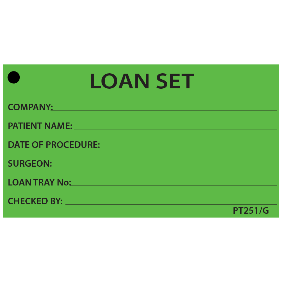 LOAN SET - 50 x 90, Black Print on Green, Pack of 100, with Ties