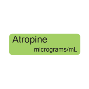 Atropine micrograms/mL, 40 x 12, PAPER, Black print on Green label, 800 per roll