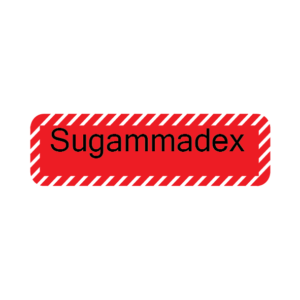 Sugammadex, 40 x 12, PAPER, Black print on Red Label with White Diagonal stripes, 800 per roll