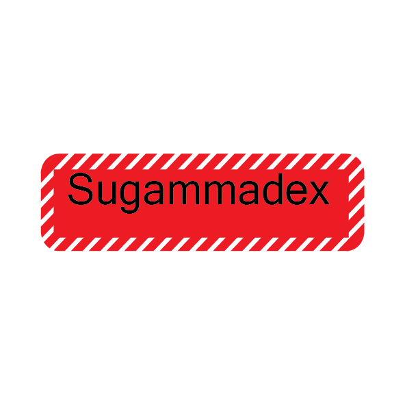 Sugammadex, 40 x 12, PAPER, Black print on Red Label with White Diagonal stripes, 800 per roll